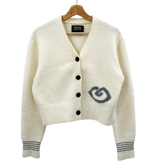 Markus Lupfer M ivory knit Cardigan Sweater - Picture 1 of 5